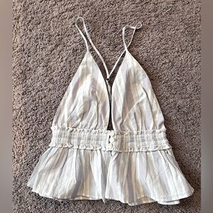 Urban Outfitters Out From Under striped smocked open back tank blouse - small